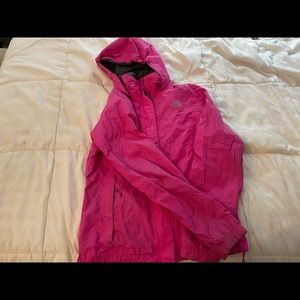 Hot pink North Face rain jacket